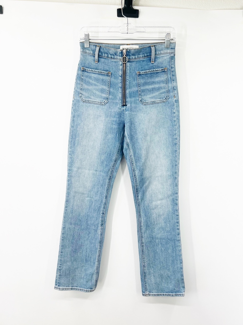 Denim Forum Aritzia The Just Peachy Straight Jeans Exposed Zipper